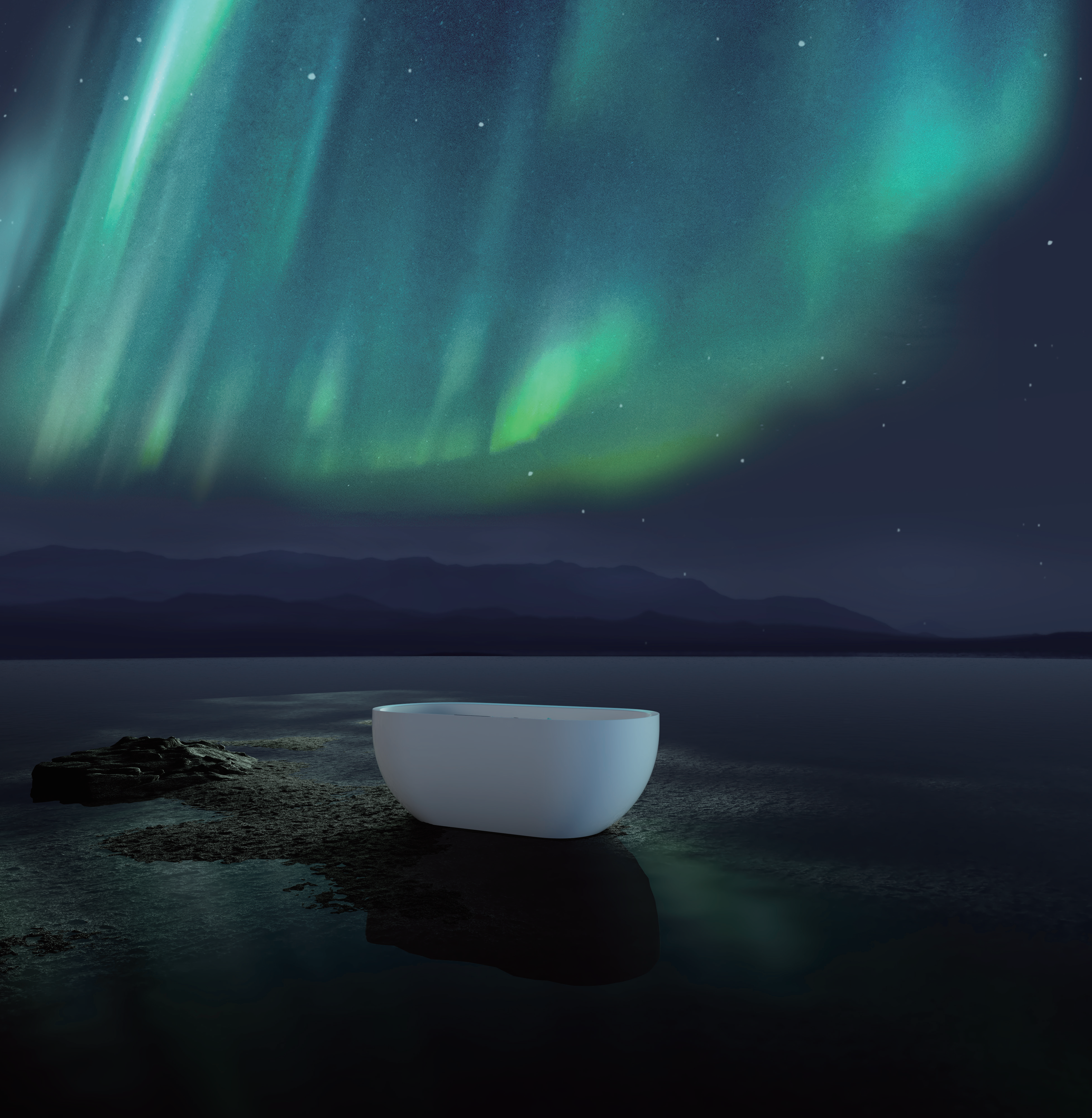 tub under pollar light 